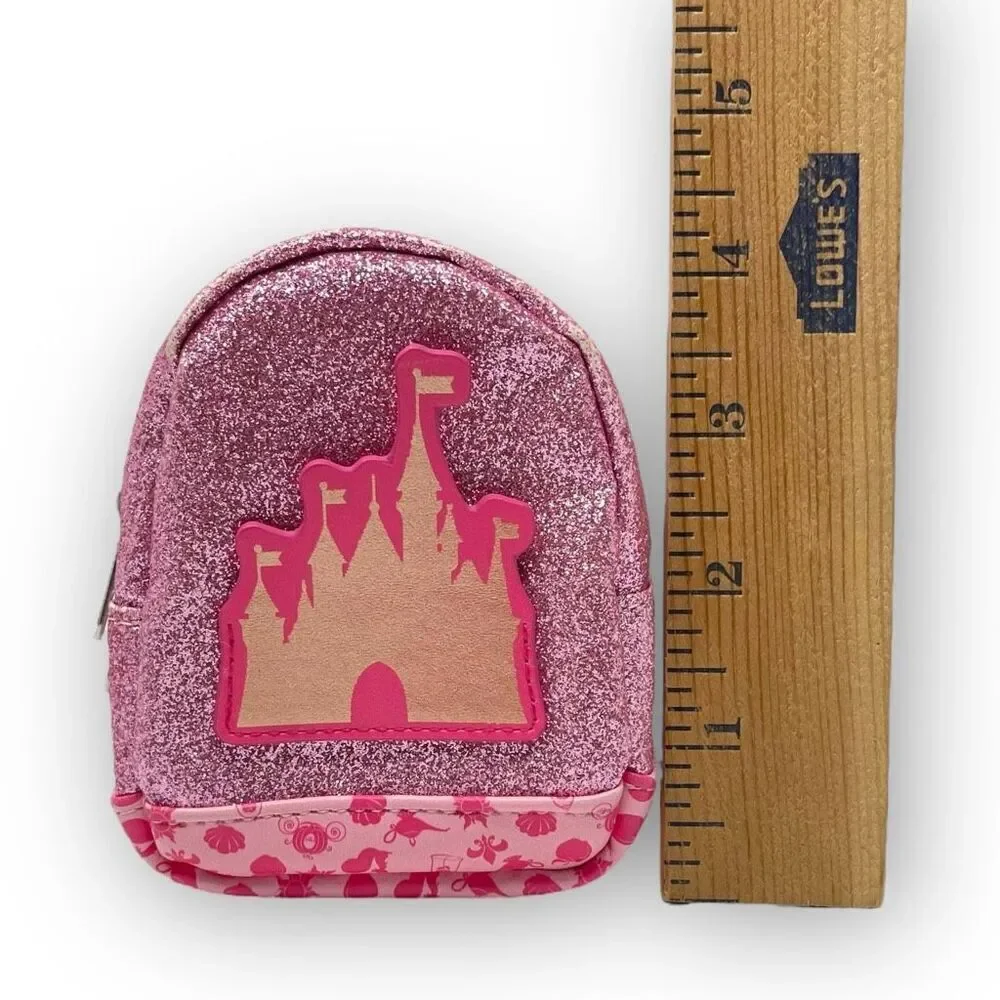 Disney Parks Mini Tiny Backpack Coin Purse Bag Cinderella Castle Pink Glitter
